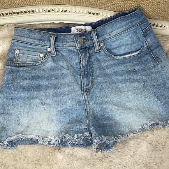 PINK•DENIM•SHORTS - Picture 1 of 7